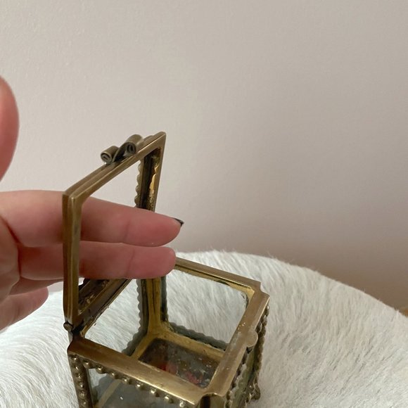 Anthropologie Gold Glass Trinket Box - Picture 4 of 6